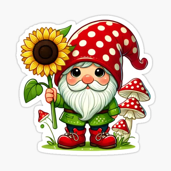 Item preview, Gnome with Sunflower and Red Hat designed and sold by lubushop1.