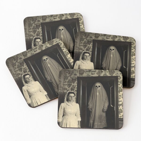Item preview,  Creepy Horror Ghost with a woman old vintage photograph haunted house designed and sold by Vintage Designs +.