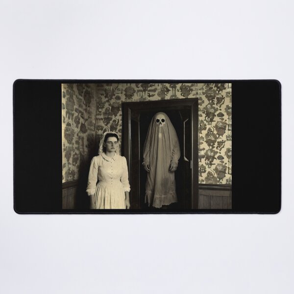 Item preview, Creepy Horror Ghost with a woman old vintage photograph haunted house designed and sold by Vintage Designs +.