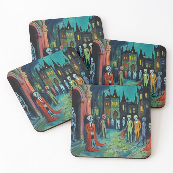 Item preview, Into the Halloween horror crypt at night vintage expressionistic art designed and sold by Vintage Designs +.
