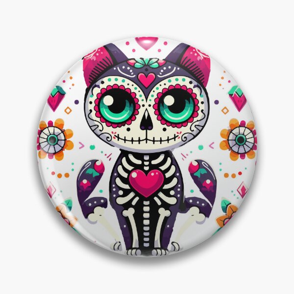 Item preview, Cute Sugar Skull Mexican Cat Flowers Fun Cute Art Lovers  designed and sold by Oualid Art.