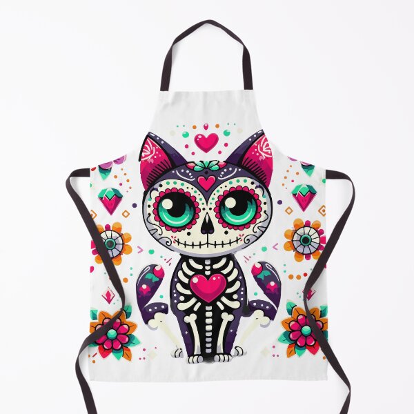 Item preview, Cute Sugar Skull Mexican Cat Flowers Fun Cute Art Lovers designed and sold by Oualid Art.