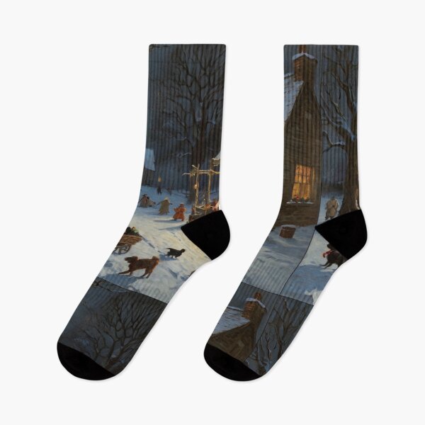 Item preview, A festive Christmas time snowy scene with santas and children designed and sold by Vintage Designs +.
