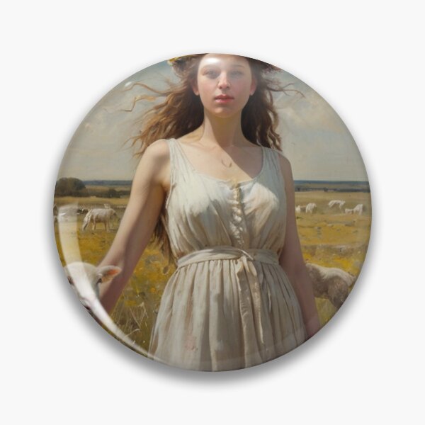 Item preview, Girl in a field with Lambs after William Bougereau designed and sold by Vintage Designs +.