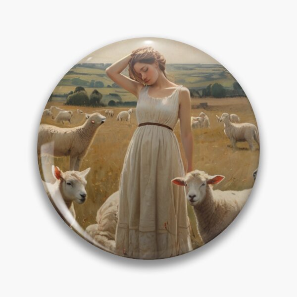 Item preview,  Girl in a field with Lambs after William Bougereau designed and sold by Vintage Designs +.