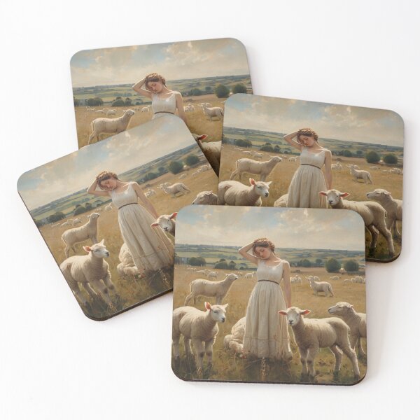 Item preview,  Girl in a field with Lambs after William Bougereau designed and sold by Vintage Designs +.
