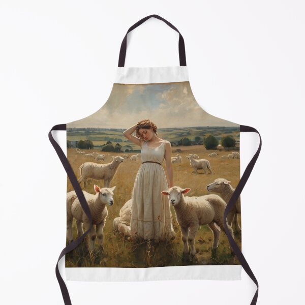 Item preview, Girl in a field with Lambs after William Bougereau designed and sold by Vintage Designs +.