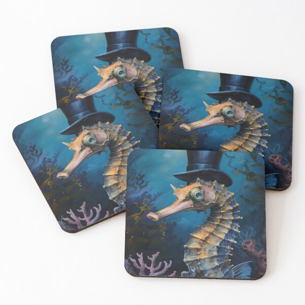 Item preview, Seahorse in a Top Hat Portrait - Elegant Ocean-Themed Art & Gifts designed and sold by baggycatsworld.