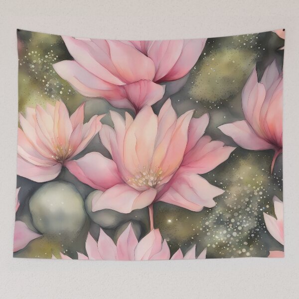 Item preview, Pink Waterlilies with Pond Leaves designed and sold by CalmnessbyChoice.