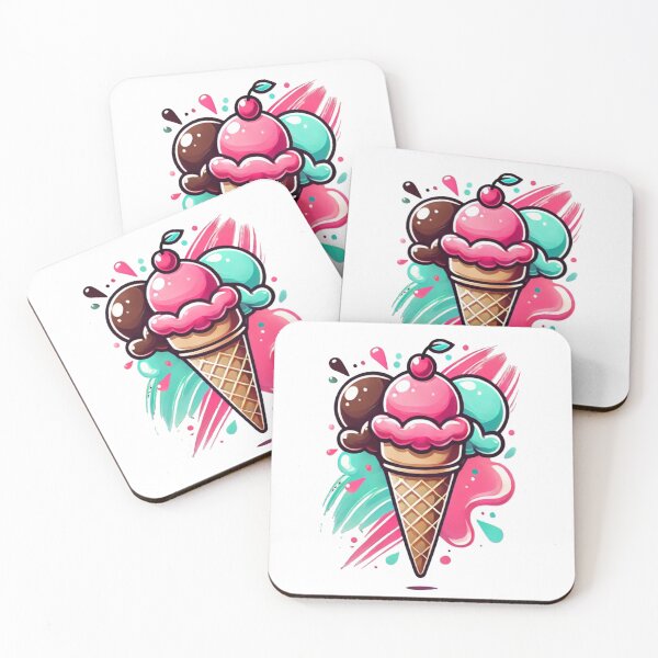 Item preview, Vibrant Triple Scoop Ice Cream Art - Fun Dessert Design designed and sold by Kashear.