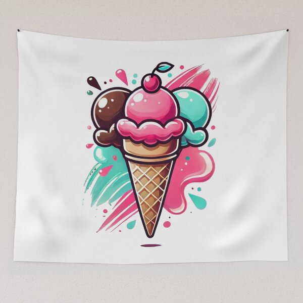 Item preview, Vibrant Triple Scoop Ice Cream Art - Fun Dessert Design designed and sold by Kashear.