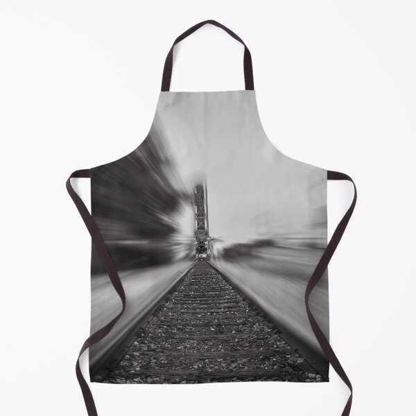 Item preview, Tampa Bay Riverwalk Blur Train Tracks monochrome image captures a railway track that seems to be rushing into the distance designed and sold by EyezWatchin.