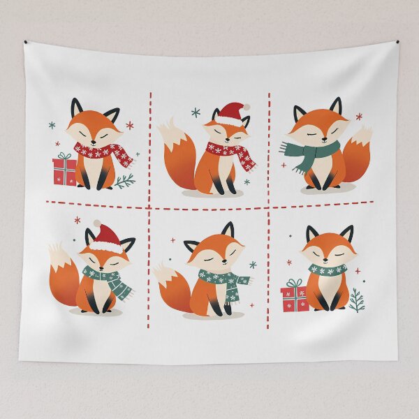 Item preview, Christmas Foxes Chequerboard designed and sold by Foxx-One.