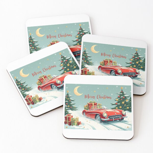 Item preview, Cartoonish Classic Car Merry Christmas Ride designed and sold by The Art of Kkatarynka.