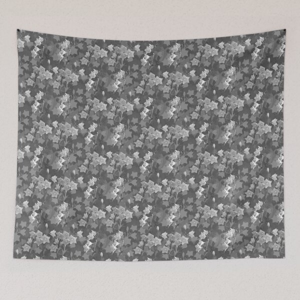 Item preview, Sunlit Balloon Flower Stems Half Drop Grey 565656 designed and sold by Art in My Loft.
