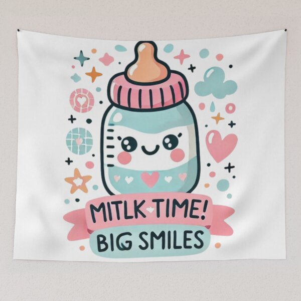 Item preview, Milk Time Big Smiles Cute Bottle Art designed and sold by PixelMuse2024.