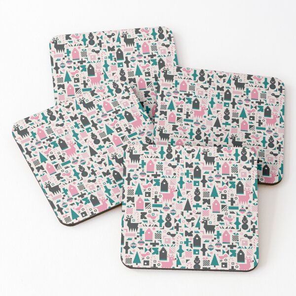 Item preview, Geo Cute Christmas l Pink Forest Green designed and sold by cathyvandelaak.