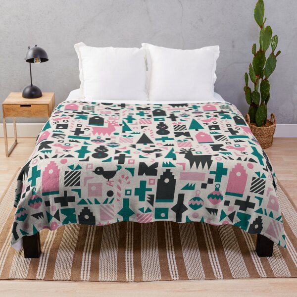 Item preview, Geo Cute Christmas l Pink Forest Green designed and sold by cathyvandelaak.