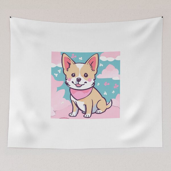 Item preview, Little Japanese Kawaii Dog Sakura Flowers designed and sold by Gina-Rosa.