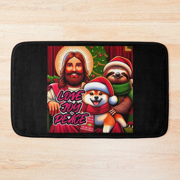 Item preview, Love Joy Peace Jesus Shiba Inu Sloth designed and sold by plushism.