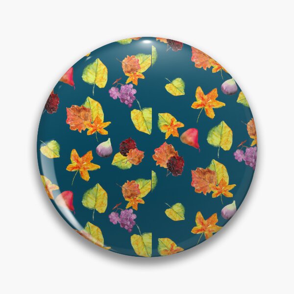 Item preview, Fruits and Leaves Petroleum Blue designed and sold by CatandColours.