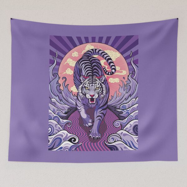 Item preview, Vintage Sunrise Japanese Fierce Purple Tiger designed and sold by FemmePod.