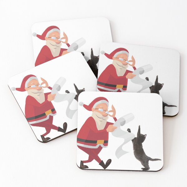 Item preview, Santa’s Naughty List with Playful Black Cat designed and sold by memisiArt.