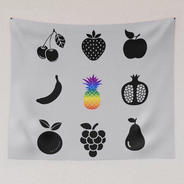 Item preview, Grid design Fruits, classic pride flag, healthy eating, grid pattern, vegan, vegetarian, pridebeproud, pride, nature, selfcare, cute, funny, designed and sold by PrideBeProud.
