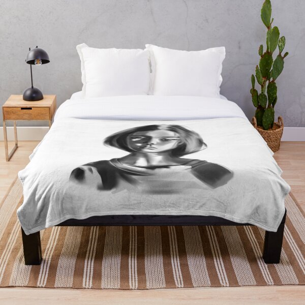Aperçu de l'œuvre Peinture en niveaux de gris pour cheveux courts créée et vendue par Wish Design.