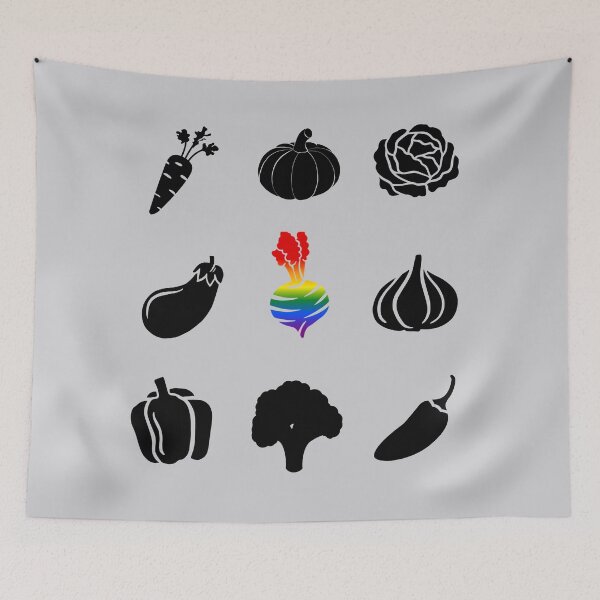 Item preview, Grid design Vegetables, classic pride flag, healthy eating, grid pattern, vegan, vegetarian, pridebeproud, pride, nature, selfcare, cute, funny, designed and sold by PrideBeProud.