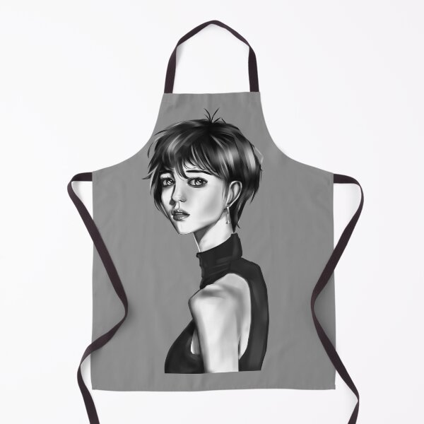Item preview, Grey Scale Cute Short Hair Lady designed and sold by Wish Design.