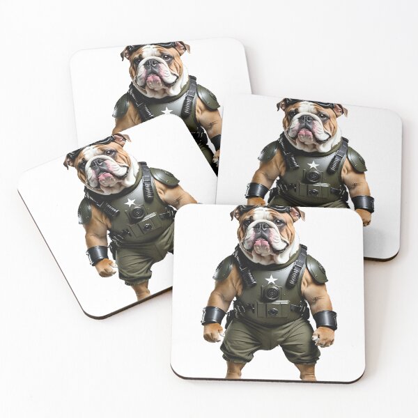 Item preview, English bulldog in warrior outfit, commando, humor designed and sold by Dan9010.