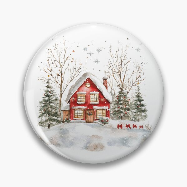 Item preview, Watercolor Vintage house-  Christmas Winter season designed and sold by vallass.