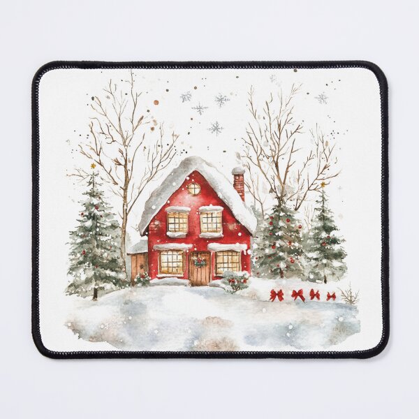 Item preview, Watercolor Vintage house-  Christmas Winter season designed and sold by vallass.