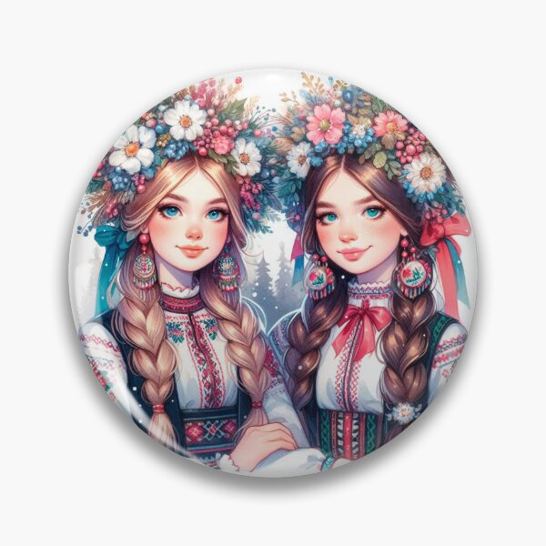 Aperçu de l'œuvre Deux jeunes filles ukrainiennes de Noël créée et vendue par Tori-Rori.