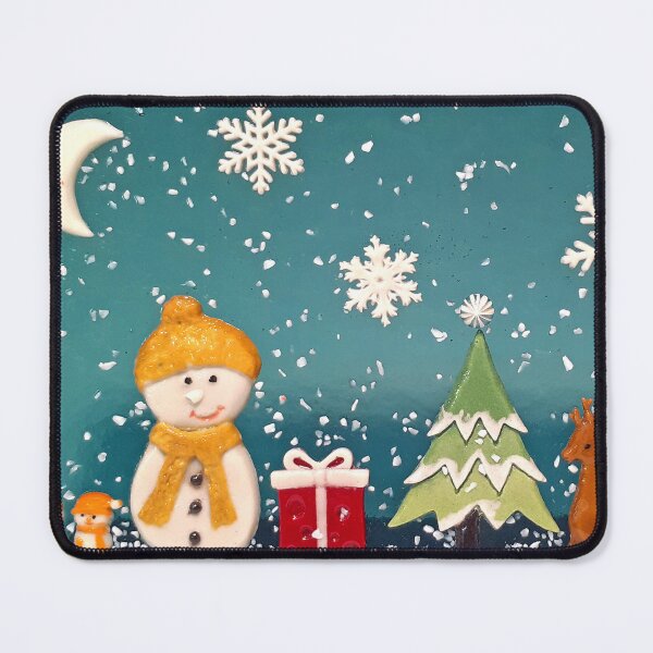 Item preview, Snowman and Christmas Tree Fused Glass Holiday Scene designed and sold by snowflakeglass.