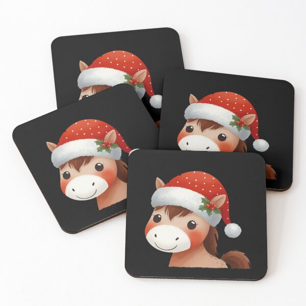 Item preview, Cute Happy Smiling Christmas Horse with Santa Hat designed and sold by GVibezPadel.