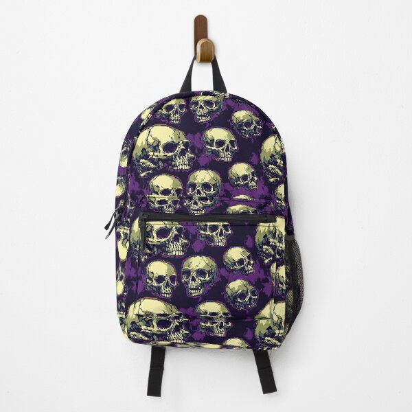 Item preview, Green and purple pixel art skulls pattern designed and sold by FloralZoo.