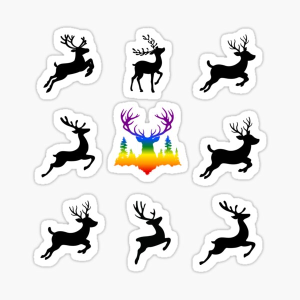 Item preview, Grid design Reindeer, classic pride flag, Christmas, animals, grid pattern, Santa, Rudolph, pridebeproud, pride, red nose, friends, family, cute, funny, designed and sold by PrideBeProud.
