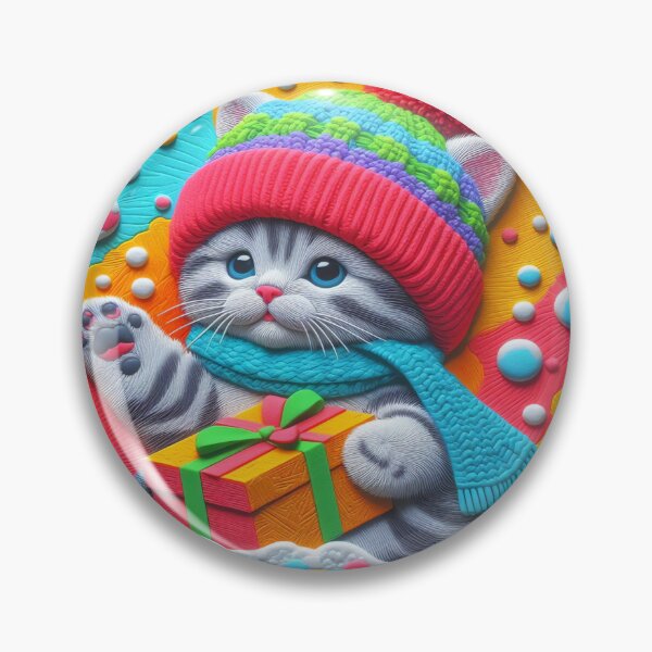 Item preview, Cute Whimsical Kitten Christmas 3D Design. designed and sold by Printable Pressies.