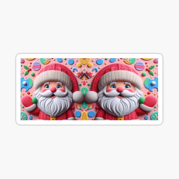Cute Whimsical Santa Christmas 3D Design. Sticker