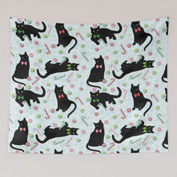 Item preview, Gatos negros felices con bastones de caramelo que robaron del árbol de Navidad. designed and sold by MagentaRose.