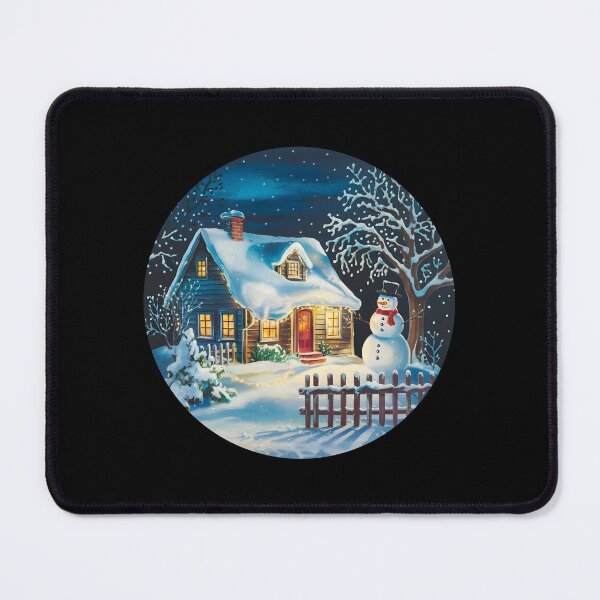 Item preview, Winter Cottage Christmas Scene Snowman Night Stars Snowing designed and sold by w1ckerman.