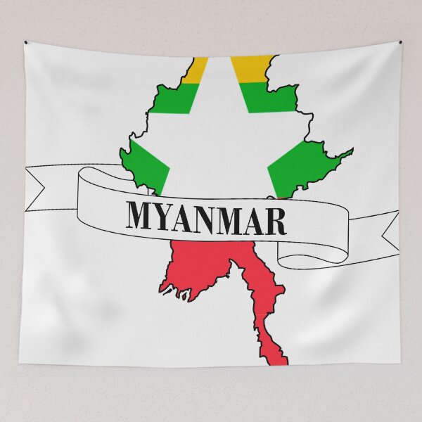 Item preview, Myanmar flag map designed and sold by visual adventures.