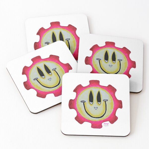 Item preview, Pink Yellow Smiley Face Doodle Gears Geartopia Gear Art by MeganAroon designed and sold by MeganAroon.