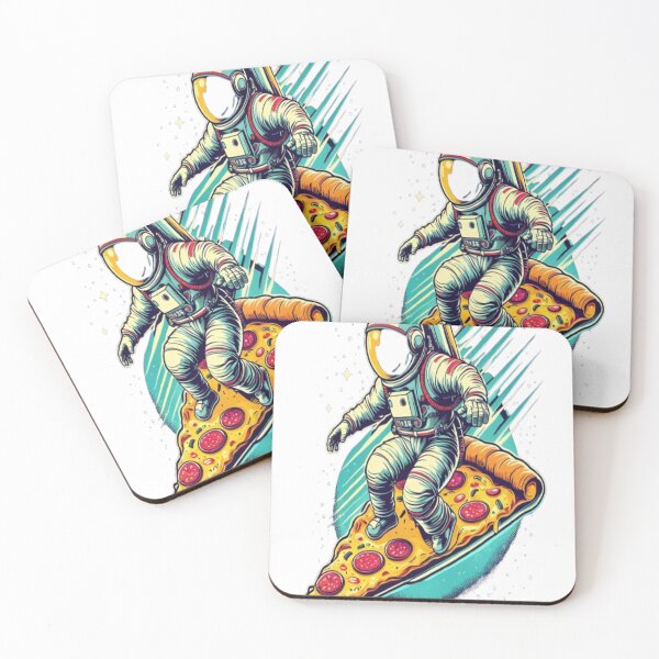 Item preview, "Space Rider Astronaut Surfing on Pizza – Fun Cosmic Food Art for Clothing & Accessories" designed and sold by shitler.