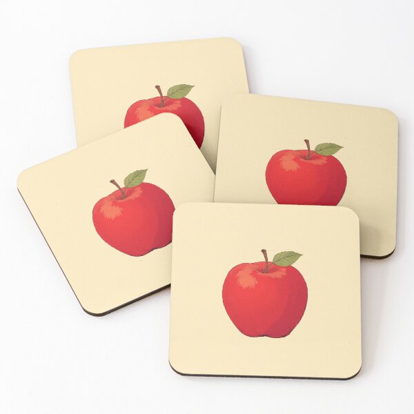 Item preview, Bright Red Apple in Pastel Beige A Ligne Claire Comic Illustration designed and sold by ShroomForge.