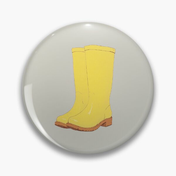 Item preview, Yellow Sheened Rubber Boot on Pastel Gray Ligne Claire Comic Illustration designed and sold by ShroomForge.