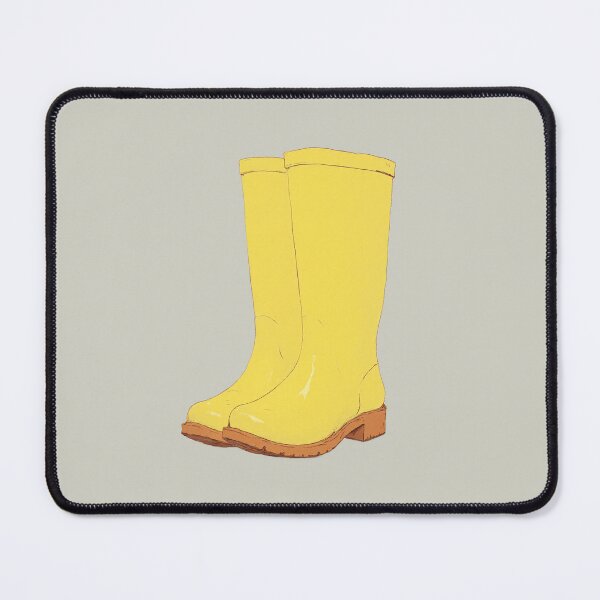 Item preview, Yellow Sheened Rubber Boot on Pastel Gray Ligne Claire Comic Illustration designed and sold by ShroomForge.
