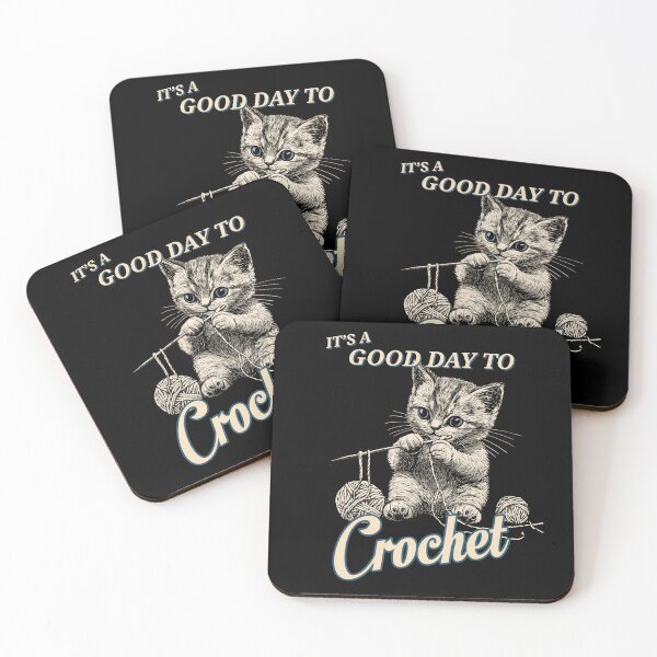 Item preview, It's a Good Day to Crochet - Adorable Kitten Design for Yarn Lovers designed and sold by trendyzcom.